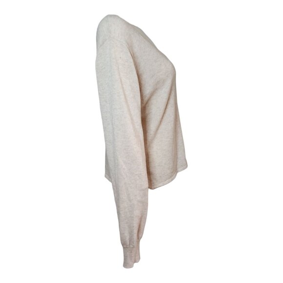 John + Jenn Sweater Womens Size M Medium Ruffle Side Neutral Pullover Wool Blend - Picture 4 of 6